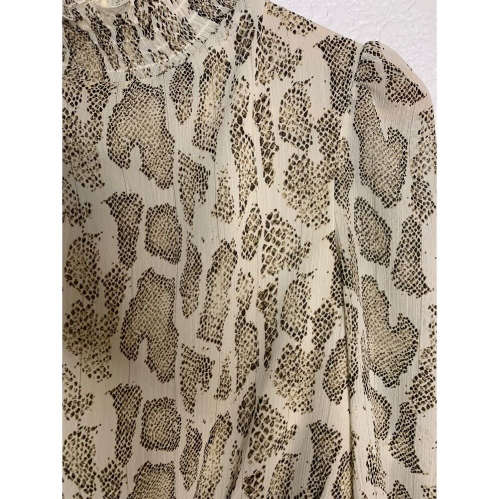 Lucy Paris Ruffled Mockneck Top Cream Python Print Size XS - Picture 4 of 10
